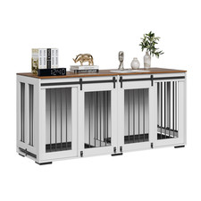 72" Dog Crate Furniture for 2 Dogs, Large Dogs White