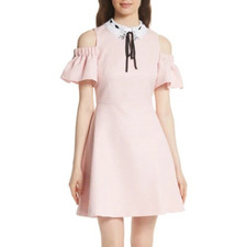 NWT TED BAKER 3 US 8  Araye Jeweled Dusky Pink Cold-Shoulder Skater Dress