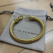 DAVID YURMAN 7mm Classic Cable 18K Gold Diamond Buckle Bracelet 