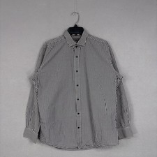 Givenchy Shirt Mens 16.5 34/35 Black White Gingham Check Button Front Cotton