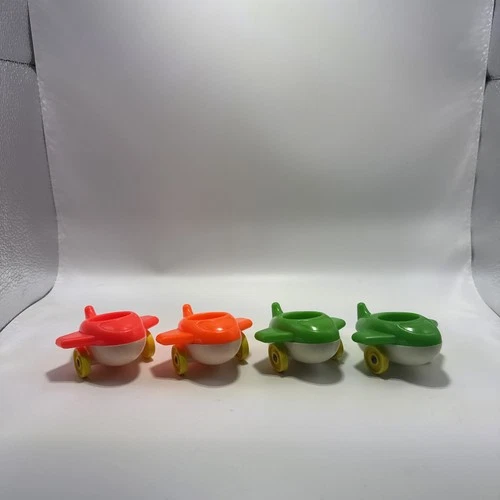 Vintage Fisher Price Little People Airplane Plastic Yellow Wheels Lot of 4