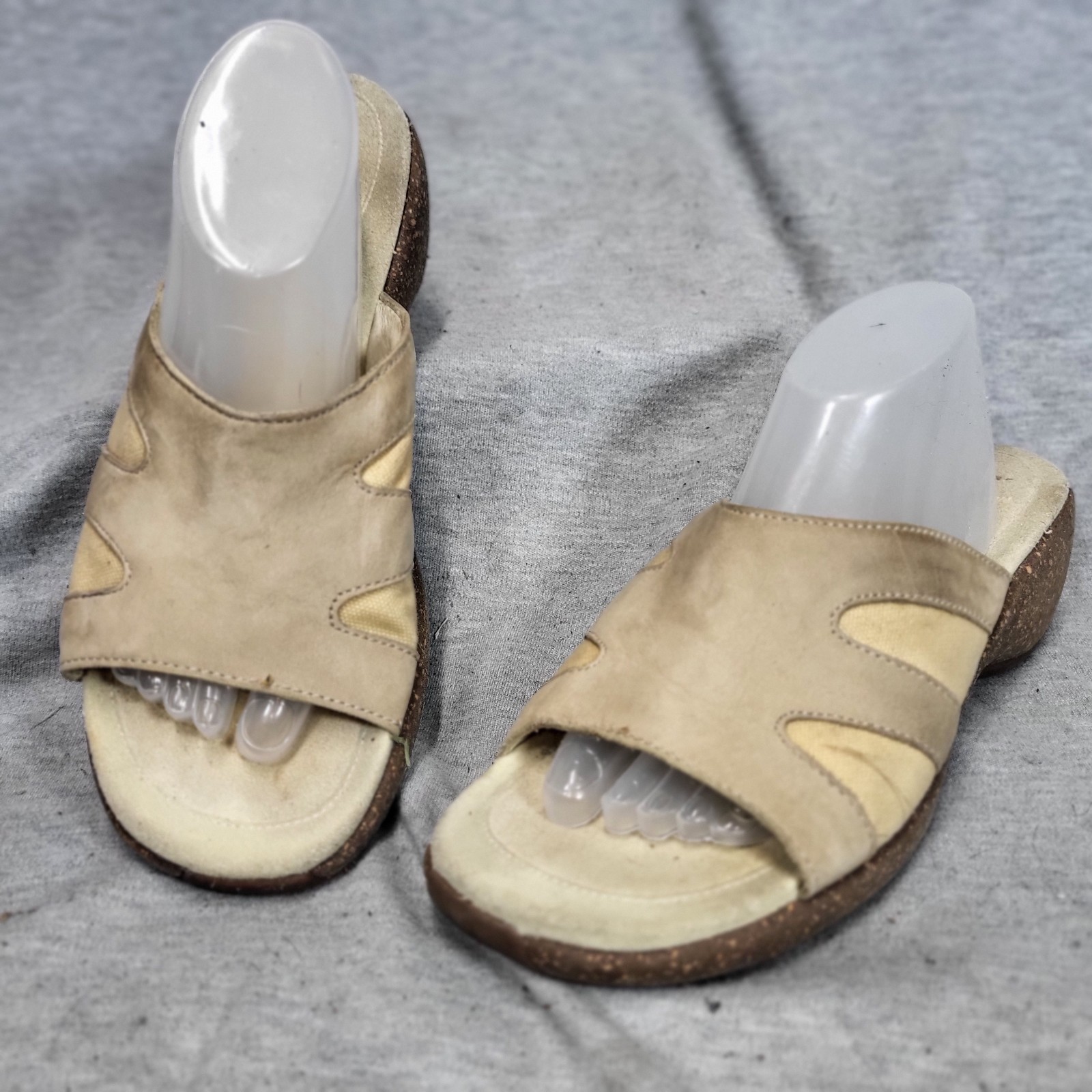 Merrell Sundial Slide sandali in pelle beige zeppa donna taglia 7 EU 38