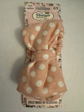 The Vintage Cosmetic Company  Dolly Make-Up Headband Pink & White Polka Dot NEW