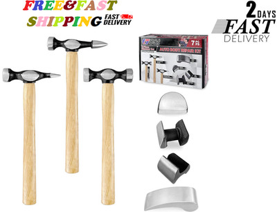 7 Pack Auto Car Body Work Hammer Fender Hand Tool Dent Crowbar Repair Set Kit