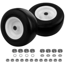 2x 13x6.50-6 Front Flat Free Tire Wheel Set w/ Bearings For Zero-Turn Lawn Mower