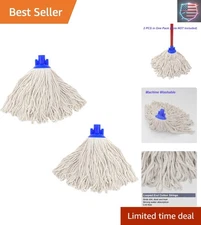 Effortless Cleaning with Cotton Mop Heads - Fits 3/4 Inch Threaded Poles, 2 Pak