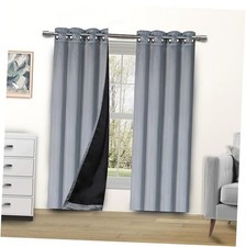 Blackout Curtains for Bedroom and Living 52"W x 63"L Pack of 2 Silver Grey