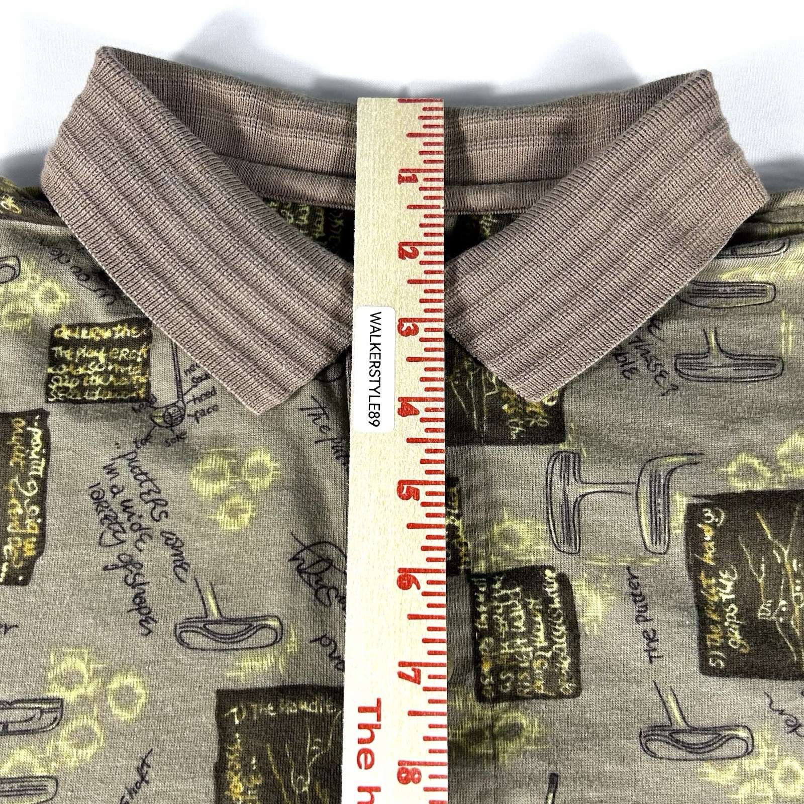 VTG 90s Dockers Golf Men’s L Brown Equipment Tech AOP Short Sleeve Polo Shirt image 8