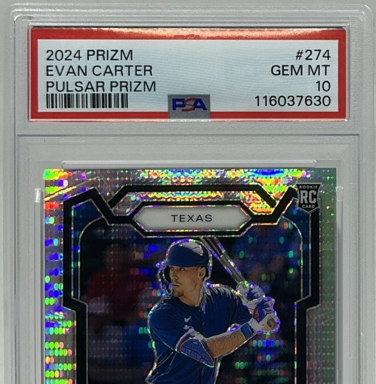Evan Carter Rookie PSA 10 - 2024 Panini Prizm ‘Pulsar’ /499 -Rangers, Elite D - Image 2 of 4