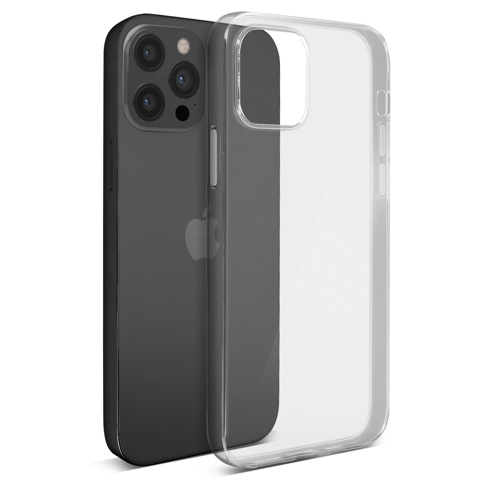 Coque iPhone 12 Pro Max silicone premium transparente avec objectif surélevé sur mesure