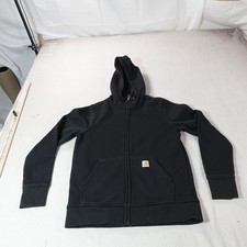 Carhartt Hoodie Jacket Youth Small Black Full Zip Fleece Relaxed Fit Sweatshirt