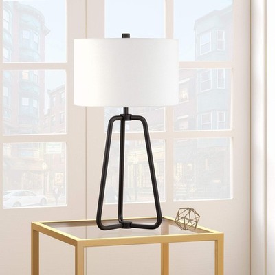 Marduk 25.5'' Tall Table Lamp with Fabric Shade in Blackened Bronze/White