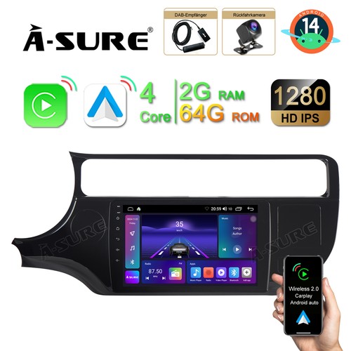 DAB+Kam Android 14 Autoradio GPS Navi CarPlay DSP für Kia Rio III UB 2015-2017