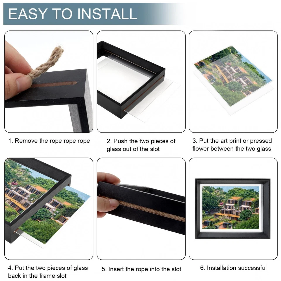 6x8'' Floating Picture Frame Wall Mount Tabletop Standing Floating Frame Display - Image 3 of 4