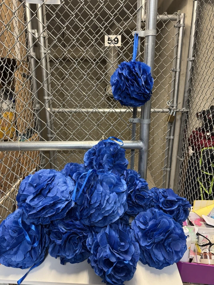 15 Piezas AZUL REAL 6" Rosas de Seda Flores Bolas para Besos Boda Eventos Centros de Mesa Foto 2 de 3