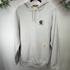 NWT Carhartt Force Hoodie Mens M Gray Relaxed Fit Graphic Logo Lightweight
