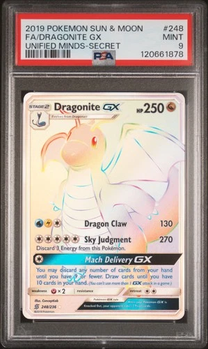 PSA 9 Dragonite Gx Unified Minds-Secret #248 2019 Unified Minds 120661878