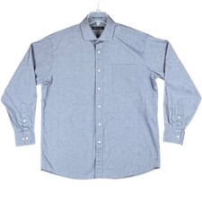 Tommy Hilfiger Mens L 16-16.5 Blue Regular Fit Wrinkle Resistant Dress Shirt