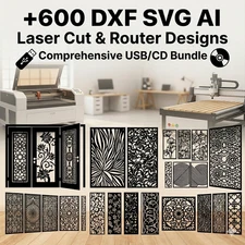 MEGA PACK +600 DXF SVG Laser Cut Designs on USB/CD – CNC Router Plasma Cutting