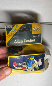 VTG Lego Astro Dasher Damaged Box Only Classic Blue Spaceman 1985  6805 -