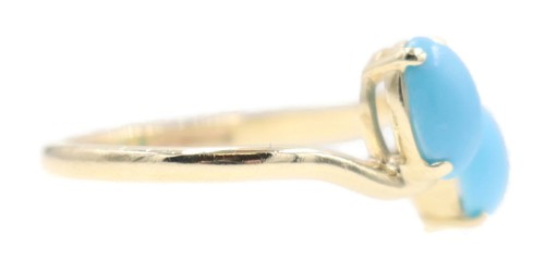Women's 2.0 Ctw Matte-Finish Cabochon Turquoise 10KT Yellow Gold Bypass Ring 3g - Picture 11 of 19