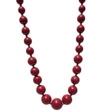 Vintage Cherry Red Beaded Necklace Round Beads Classic Retro 50s 80s Fashion