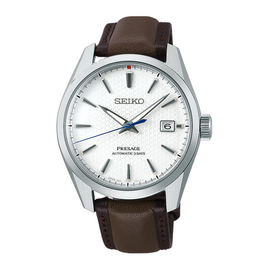 Seiko Presage Sharp Edged Series White Dial Leather Strap Watch SPB413