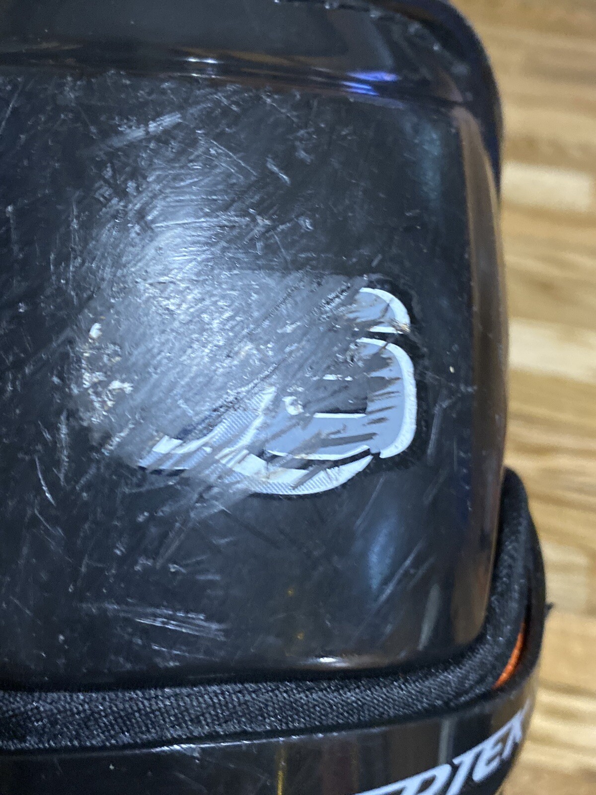 PowerTek Q5 Ice Hockey Jr. 12” Shin Guards Black Orange