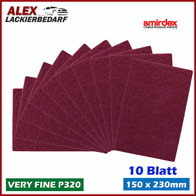 10 Blatt Smirdex Schleifvlies VeryFine P320 150 x 230mm Vliespad rot 
