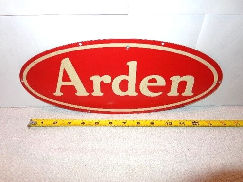 VINTAGE ORIGINAL  14 x 6 in ARDEN DAIRY ADV. SIGN DIE CUT ALUMINUM  - S 268