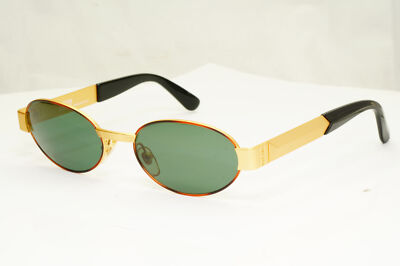 Gianni Versace 1996 Vintage Unisex Gold Oval Metal Sunglasses MOD