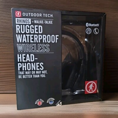 HTF Outdoor Tech Rhinos Over Ear Waterproof Bluetooth Headphones/WalkieToc Black