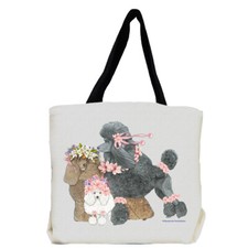 Poodle Dog with Flowers Tote Bag