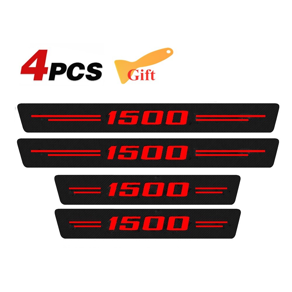 4 Pcs Silverado 1500 Cab Red Letter Door Sill Plate Protector Cover