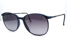 Vintage Marchon CFG-1 Black Blue Oval Sunglasses Japan W/NEW LENSES