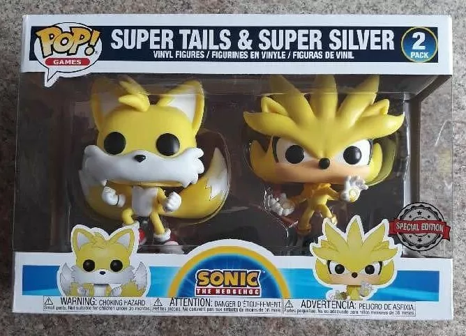 Funko Pop! SONIC THE HEDGEHOG: Super Tails & Super Silver 2-Pack [Game –  BoomLoot