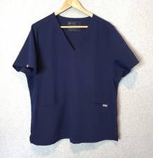 Figs Scrubs Casma Top Size XL Dark Navy Blue Short Sleeve Technical Collection