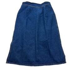 Vintage by Honors JRS Blue Denim Midi Back Slit Y2K 80s 90s Pencil Skirt Size 15