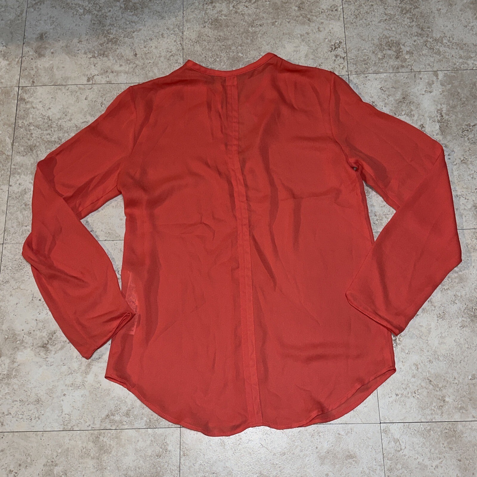 Zara Basic Pink Split V Neck Semi Sheer Chiffon W… - image 9