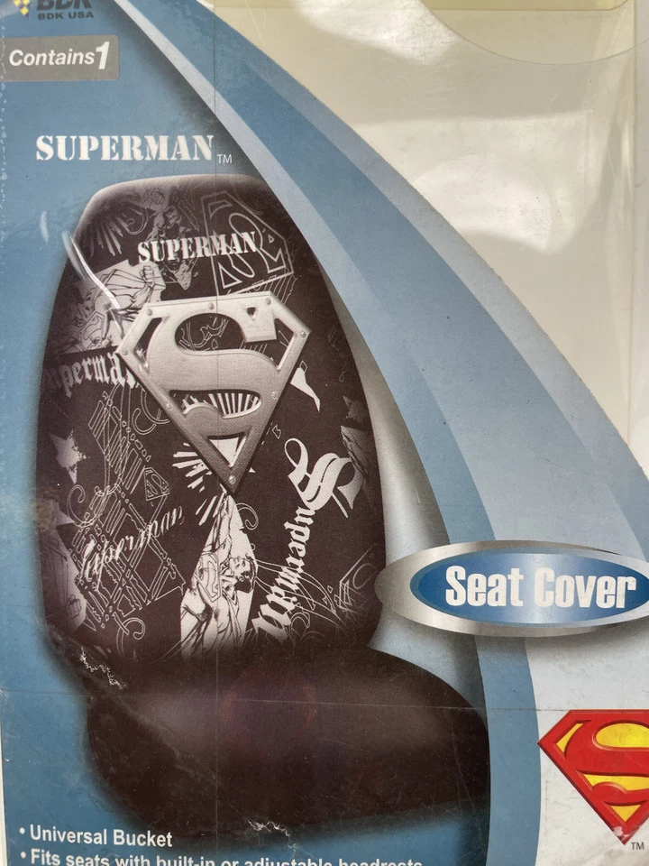 1 Black Truck Car SUV High Back Seat Covers Superman Silver Man of Steel Foto 2 de 4