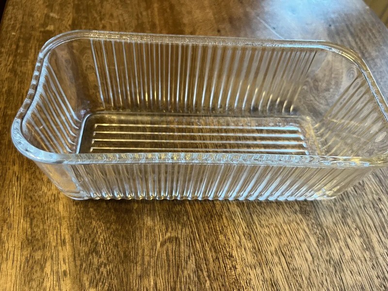 VTG 8x4 Clear Ribbed Glass Refrigerator Dish Base  rectangle Perfect