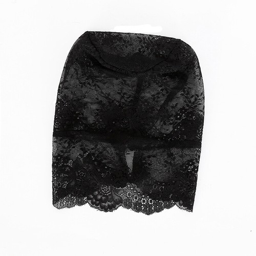 Sexy Black Spandex Corset Lace Hood Black Head Full Face Mask Disguise Role Play - Picture 7 of 12