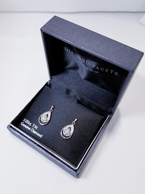Diamond Facets Sterling Silver Diamond Accent Teardrop Earrings ''Facet''