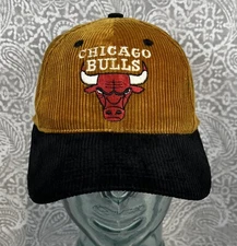 Vintage Chicago Bulls Corduroy  Hat Logo Athletic 90s SnapBack