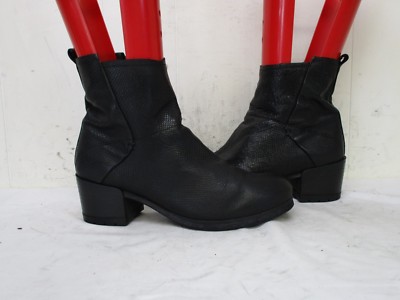Felmini Falling in Love Black Leather Zip Ankle Boots Womens Size 37 EUR