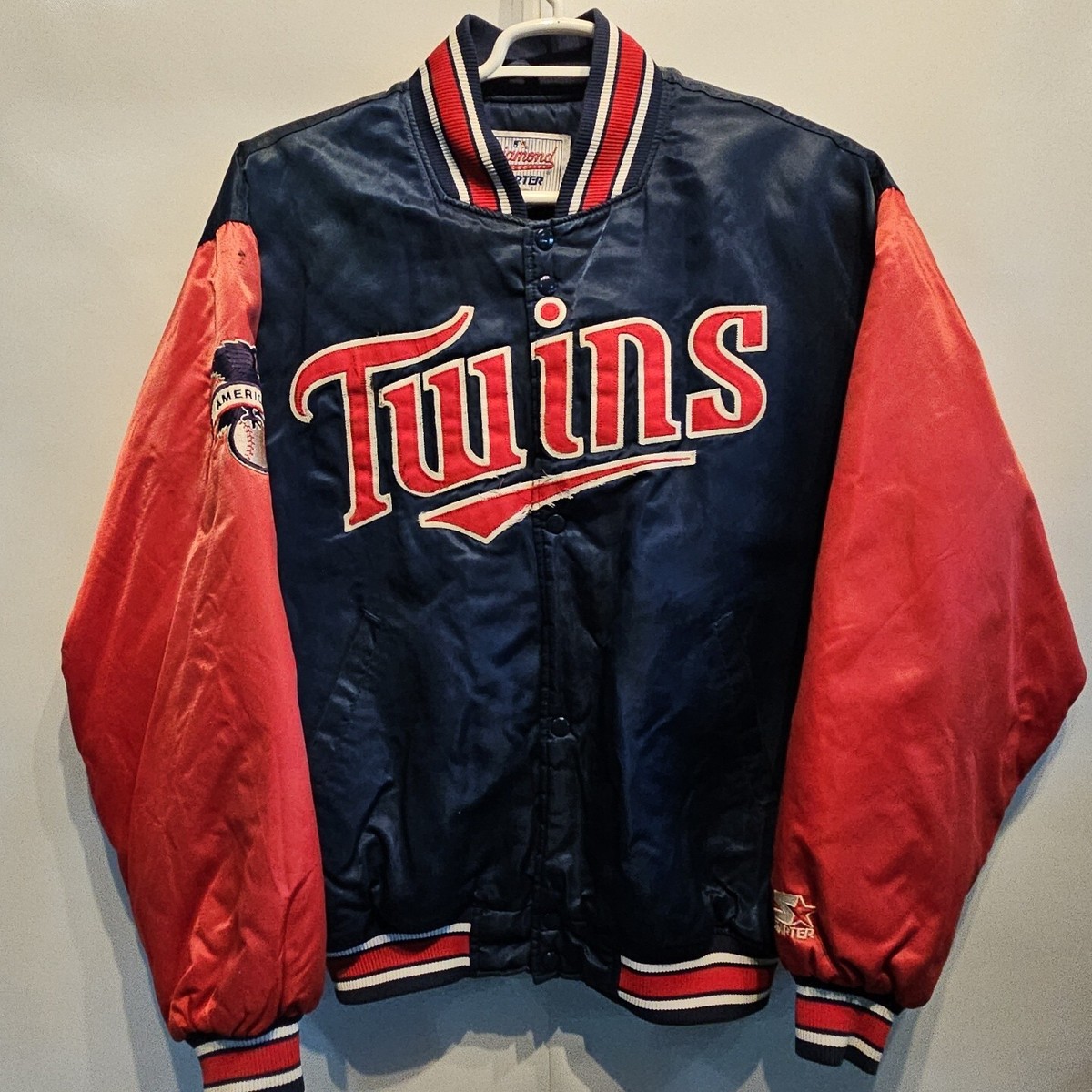 Vtg Starter Minnesota Twins MLB Baseball Satin Warmup Jacket Mens