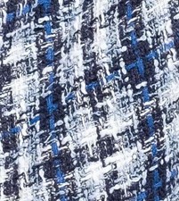 Edler Tweed Stoff / Boucle Stoff (blau/weiß kariert) - [Made in France]