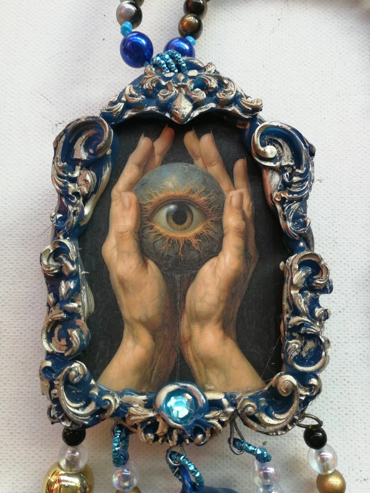 collar de moda ojo azul art deco nuevo joyería colgante retro mundo globo babero Foto 3 de 4