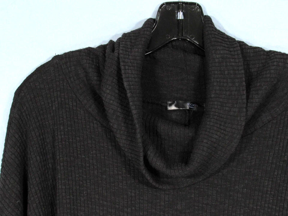 KORI AMERICA Dark Charcoal Black COWL NECK Asymmetric Hem DOLMAN SWEATER sz M - Image 3 of 4
