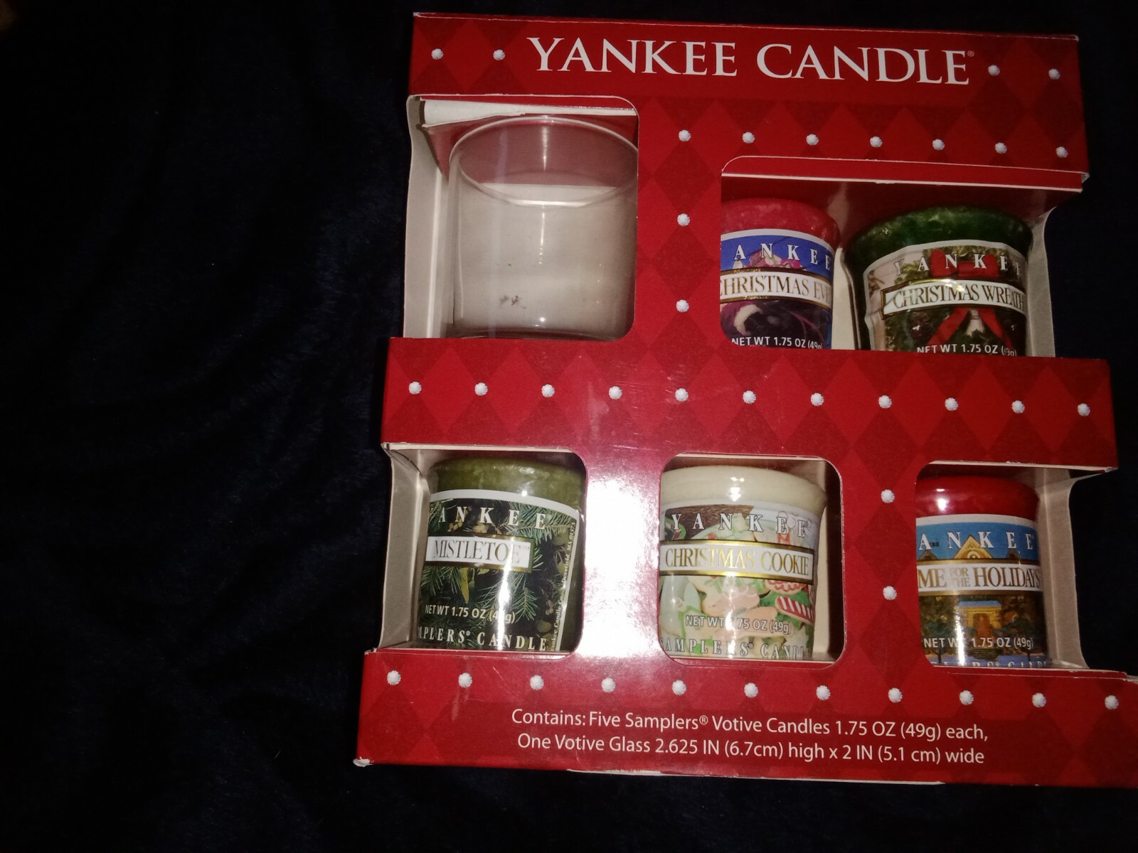 Yankee Candle Christmas Set 5 Votive Sampler & One Votive Glass